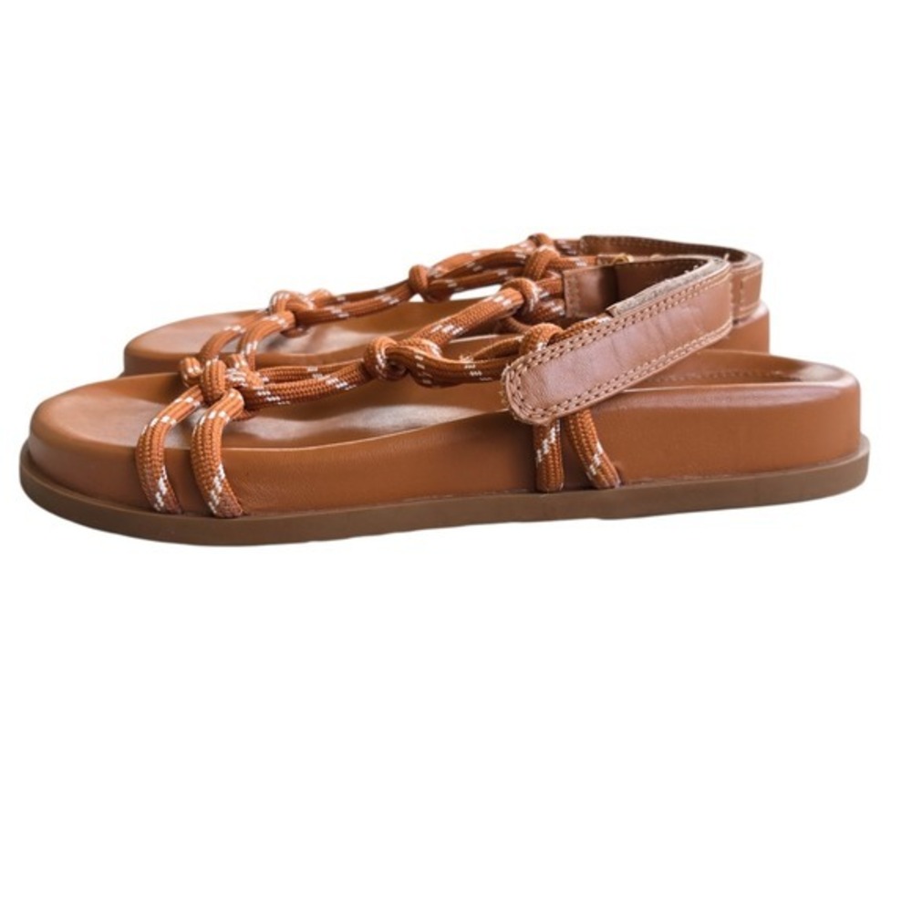 Arezzo Womens Papete Rope Sandals Cognac Brown Knotted Strap Flat Sandals Sz 40